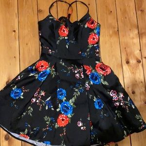 Black and floral cute dress